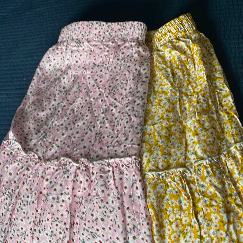 Floral Pink and Yellow Skirt Set